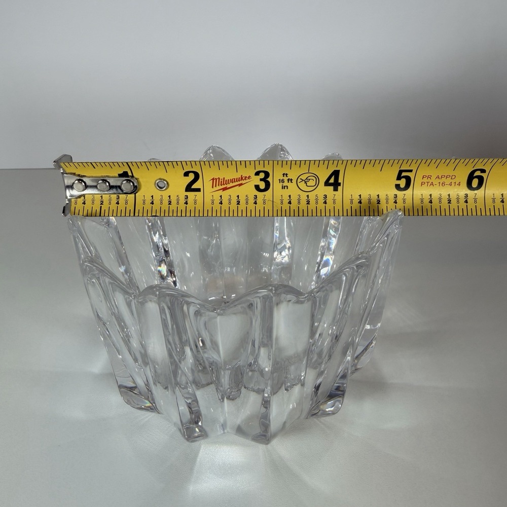 Trinket Bowl Orrefors Sweden small crystal Fleur 3"x4" glass Star Shaped Decor - Picture 7 of 8